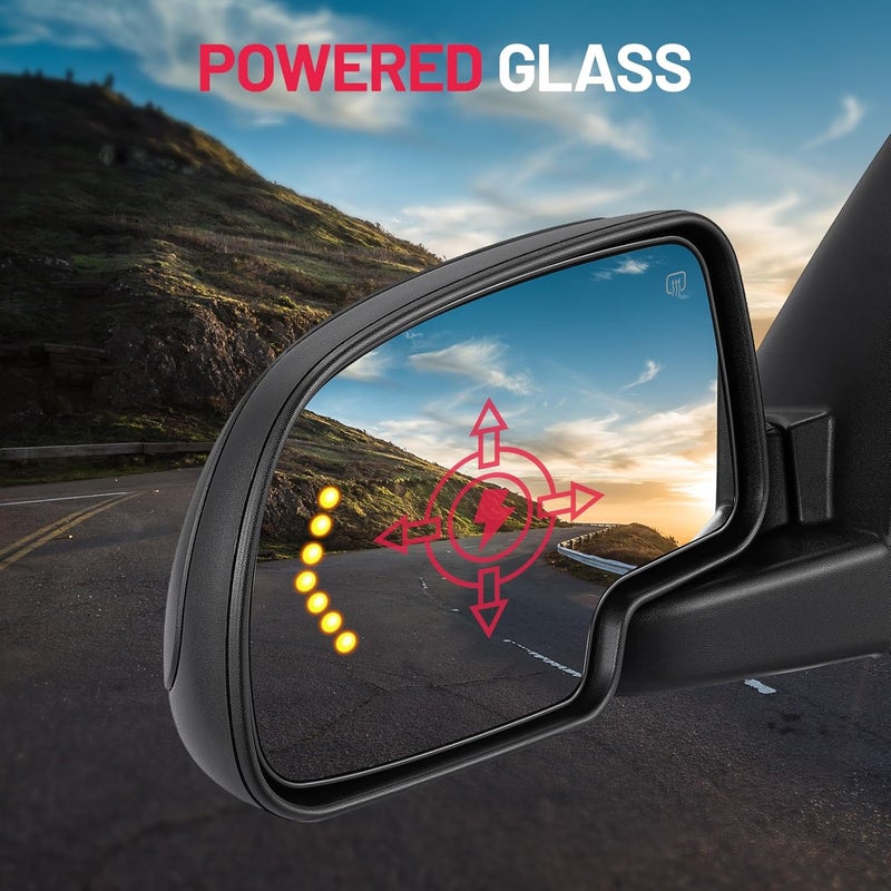 BDFHYK Towing Mirrors Compatible with Chevy Avalanche 1500/2500, Silverado 1500/3500, Silverado 2500 HD, Suburban 1500/2500, Tahoe; Compatible with GMC Sierra 1500 2500 3500, Yukon XL 1500 2500, Black - Image 4